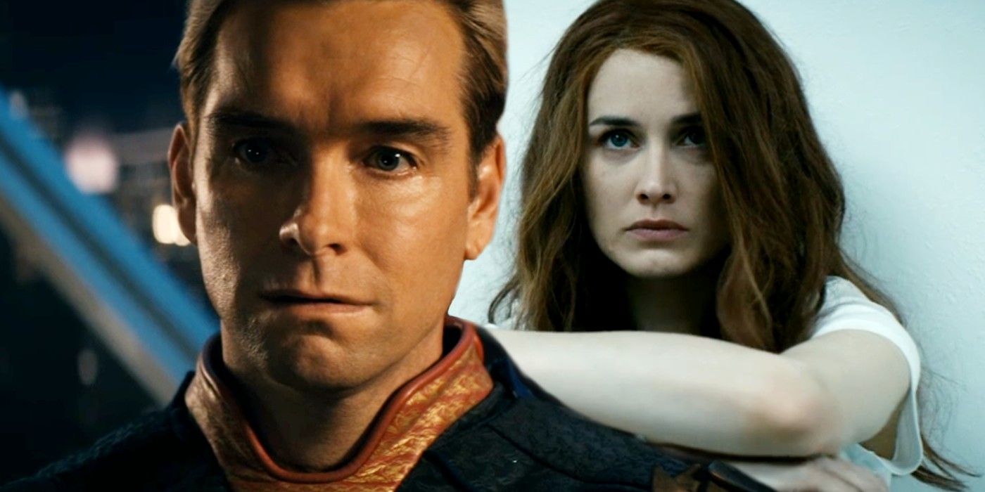 Antony Starr as Homelander and Dominique McElligott as Queen Maeve in The Boys