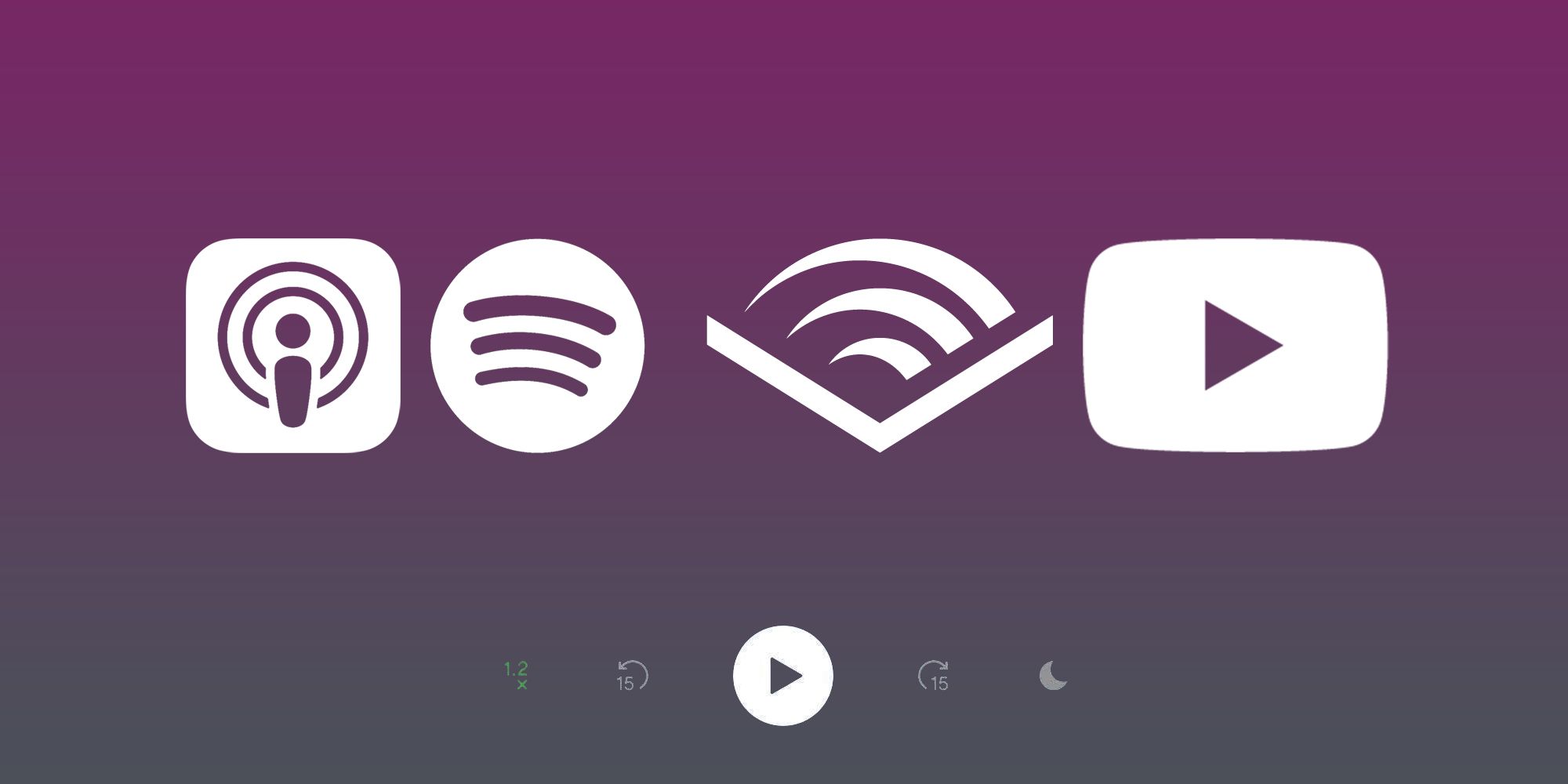 Apple Podcasts Spotify Audible Youtube Playback icons