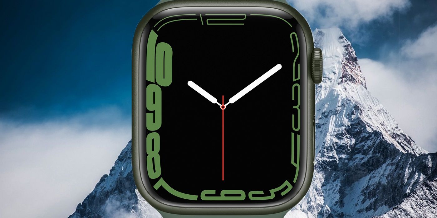 Apple Watch 7 with mountains