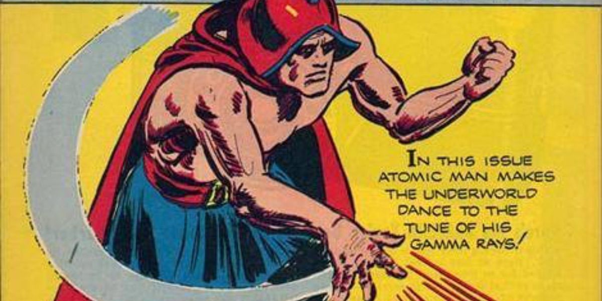 Atomic man fires radiation from his fingertips.