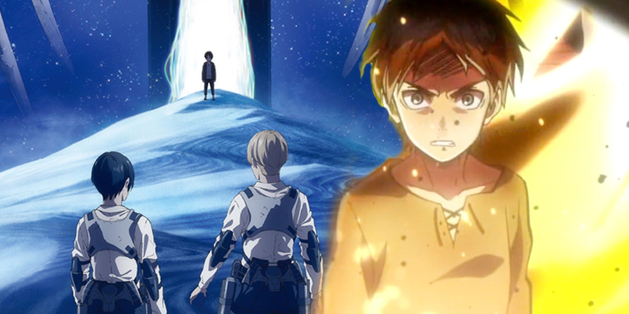 Attack On Titan Season 4 Art Teases A Mikasa Armin Past Eren Face Off