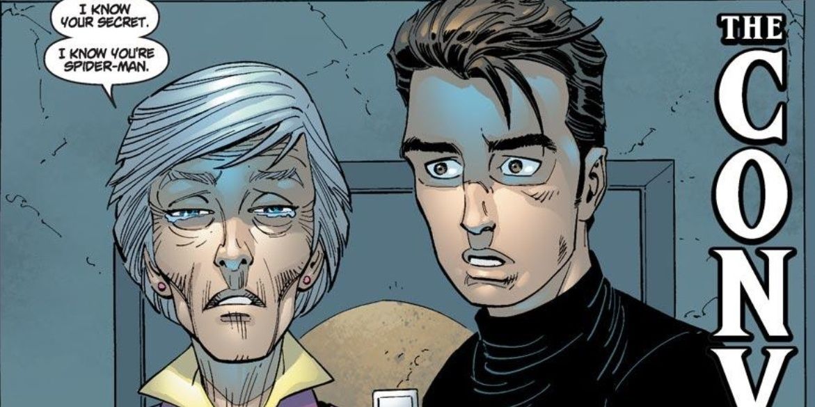 Aunt May telling Peter Parker she knows he&rsquo;s Spider-Man.