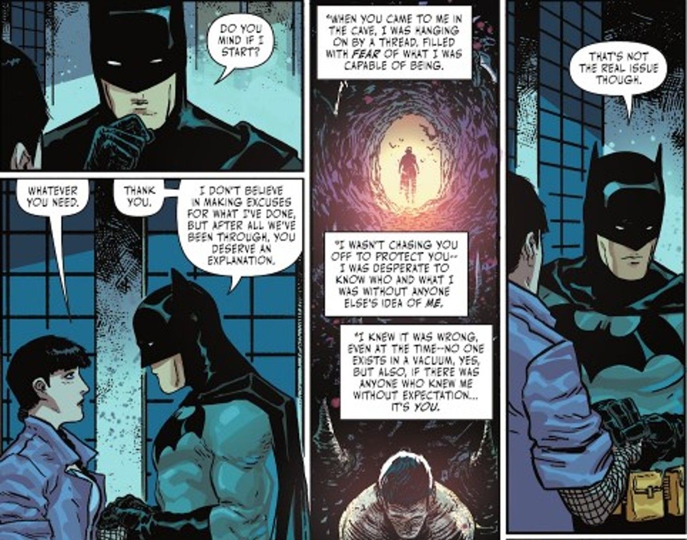 Batman and Zatanna have a heart to heart.
