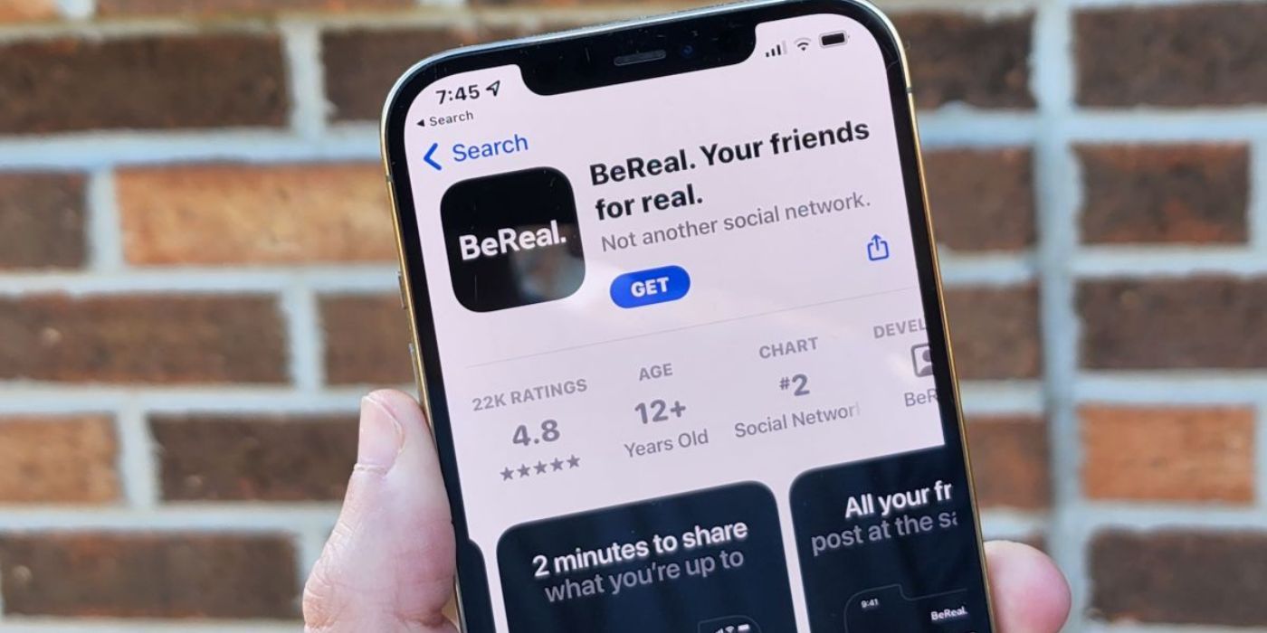 Phone showing BeReal in Apple's App Store