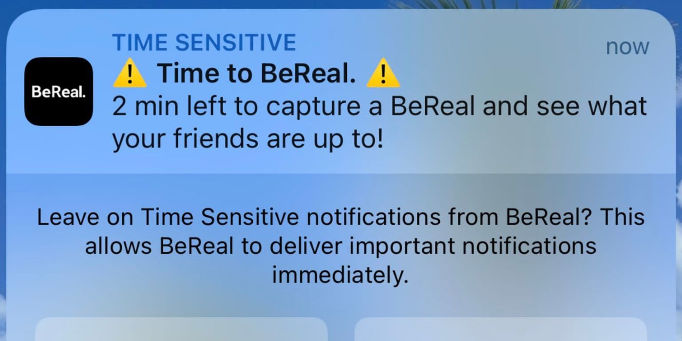 Screencap of the BeReal notification