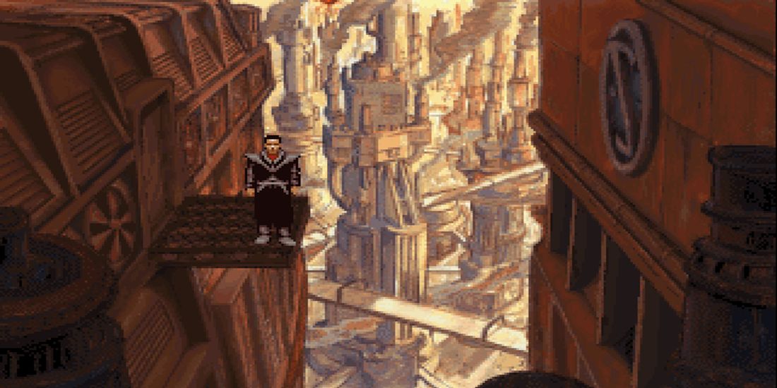 A screenshot from the point and click adventure game Beneath A Steel Sky.
