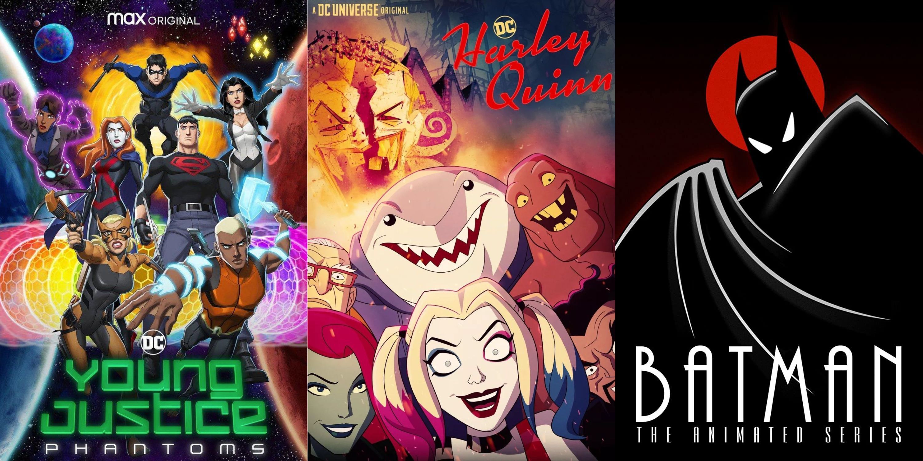 Split image of DC animated series posters