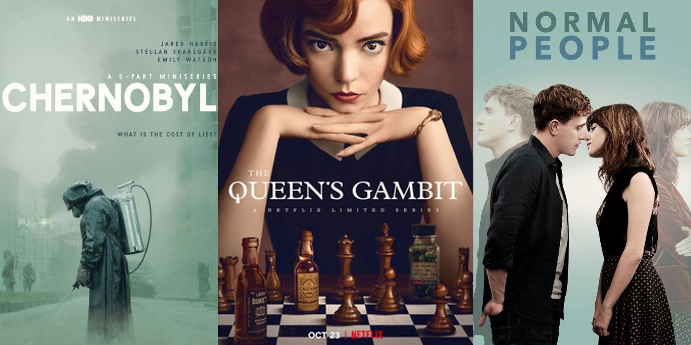 Split Image Of Chernobyl, The Queens Gambit And Normal People Series Posters