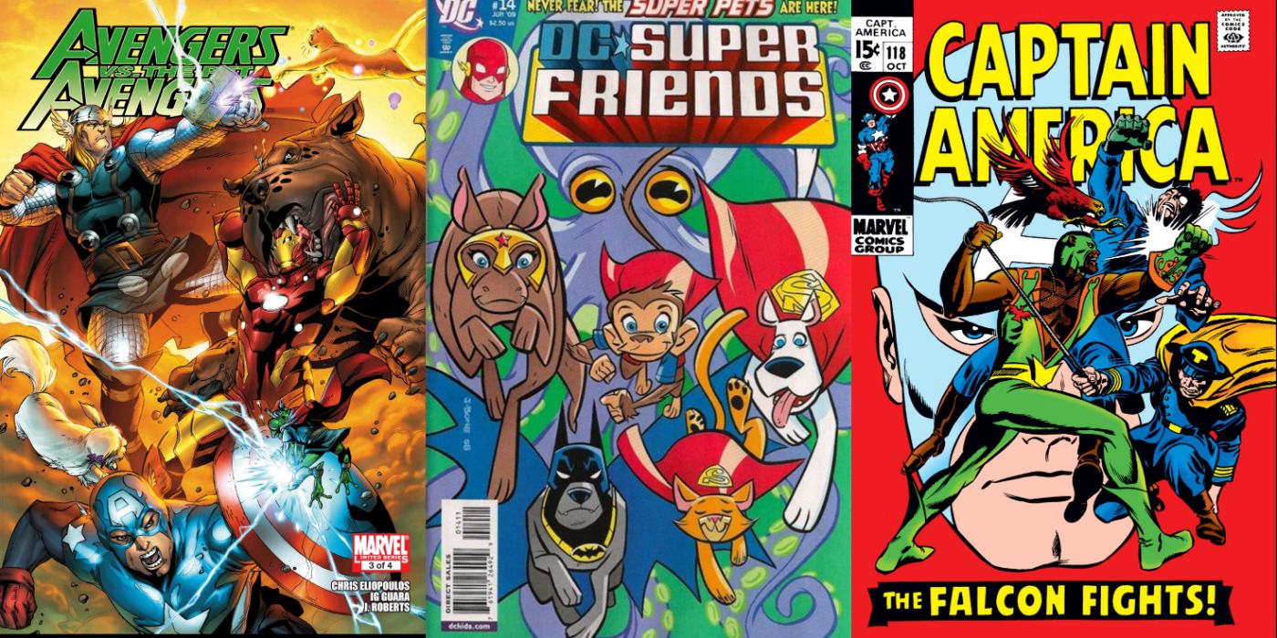 Different Super Pet comics covers