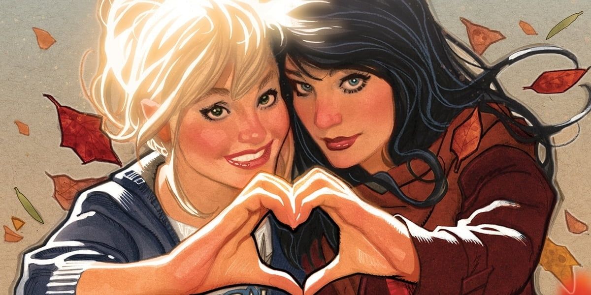 Betty and Veronica posing, holding up two halves of a heart together.