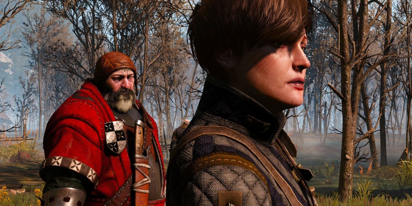 A somber Bloody Baron with his daughter Tamara in Crookback Bog in The Witcher 3.