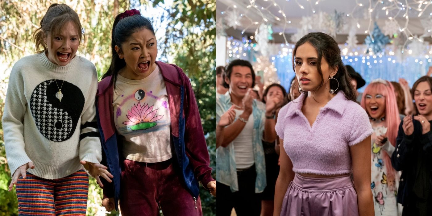 Split image of Gia, Erika and Riley in Boo, Bitch