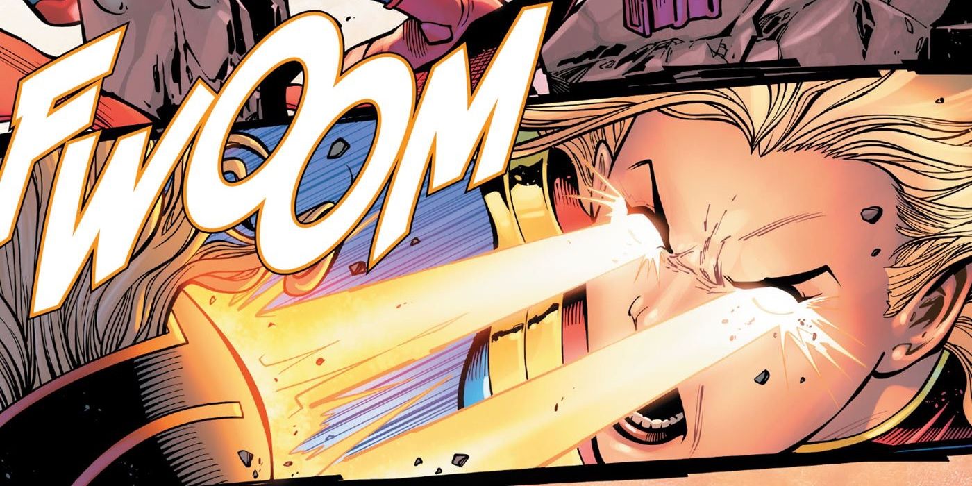 Captain Marvel's eye beams would make Cyclops jealous.