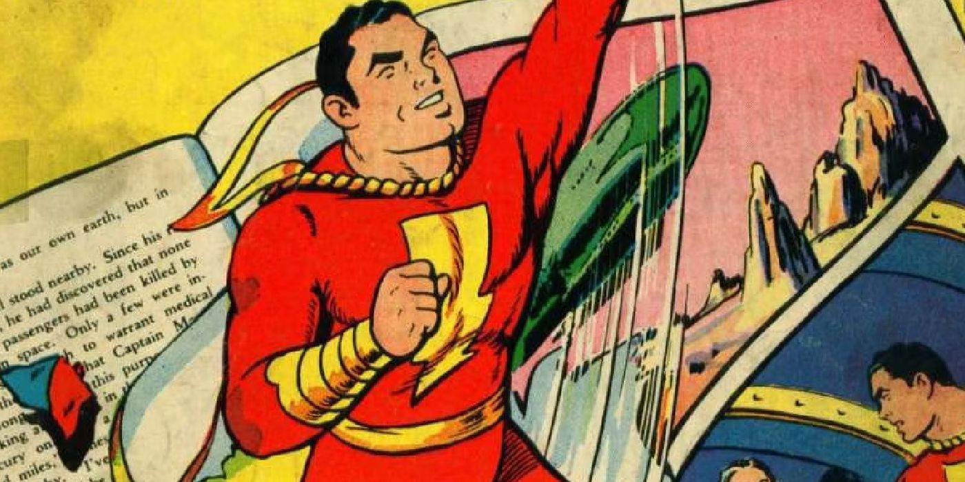 Captain Marvel in a classic Shazam! comic.