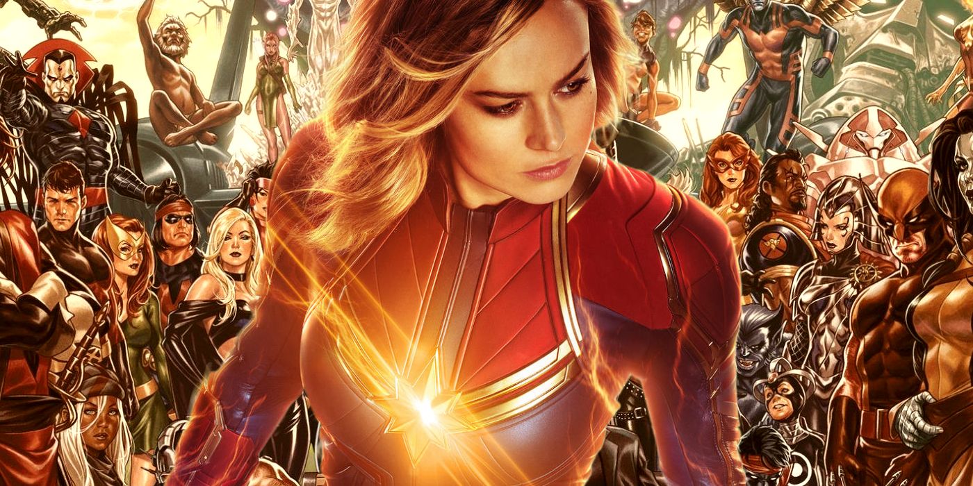 Captain Marvel with X-Men in background