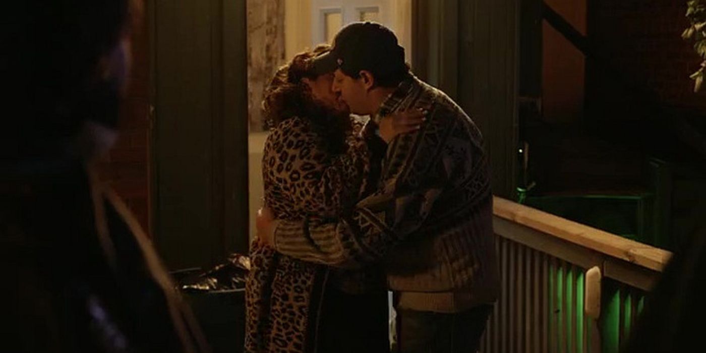 Chamaine and Sean kissing in What We Do in the Shadows