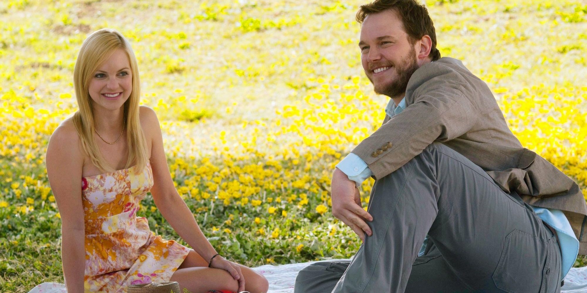 Chris Pratt in a picnic with Anna Farris in Movie 43 