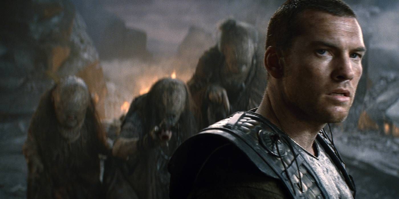 Sam Worthington&rsquo;s Perseus looking upset at something off screen in Clash of the Titans