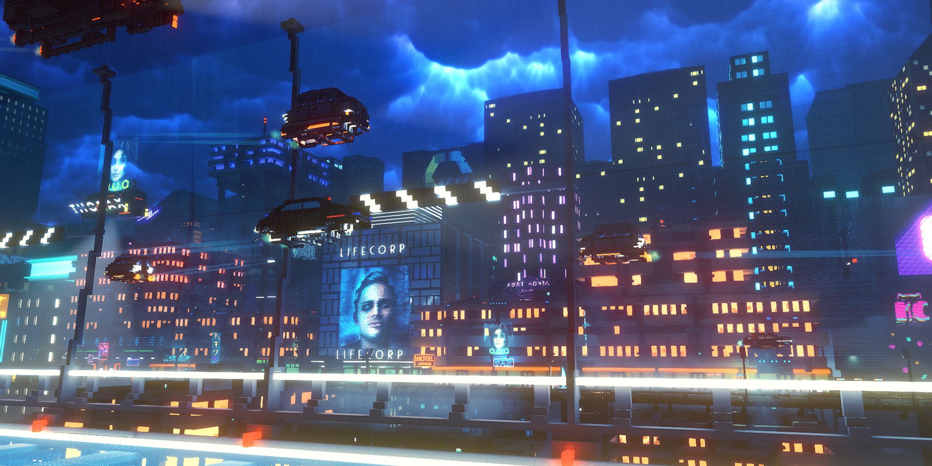 A screenshot from the video game Cloudpunk.