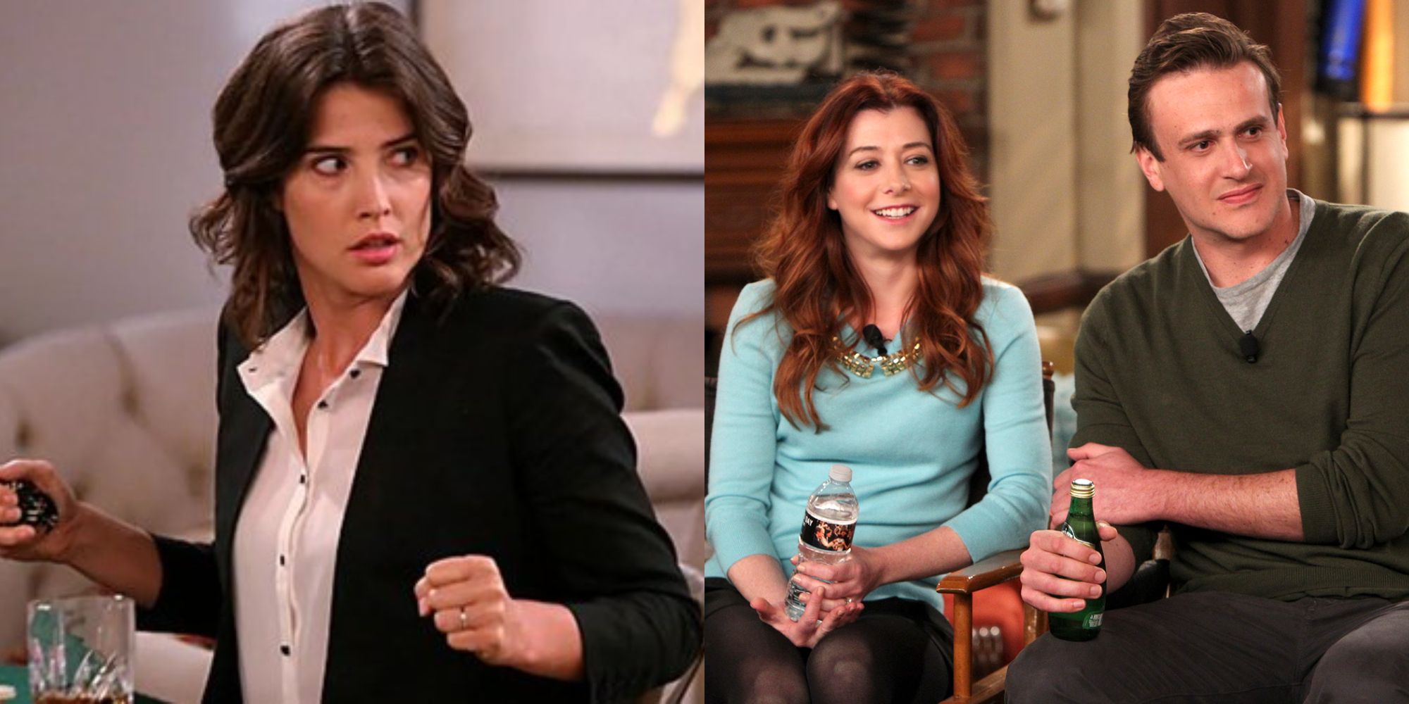SPlit image showing Robin and Lily with Marshall in How I Met Your Mother.