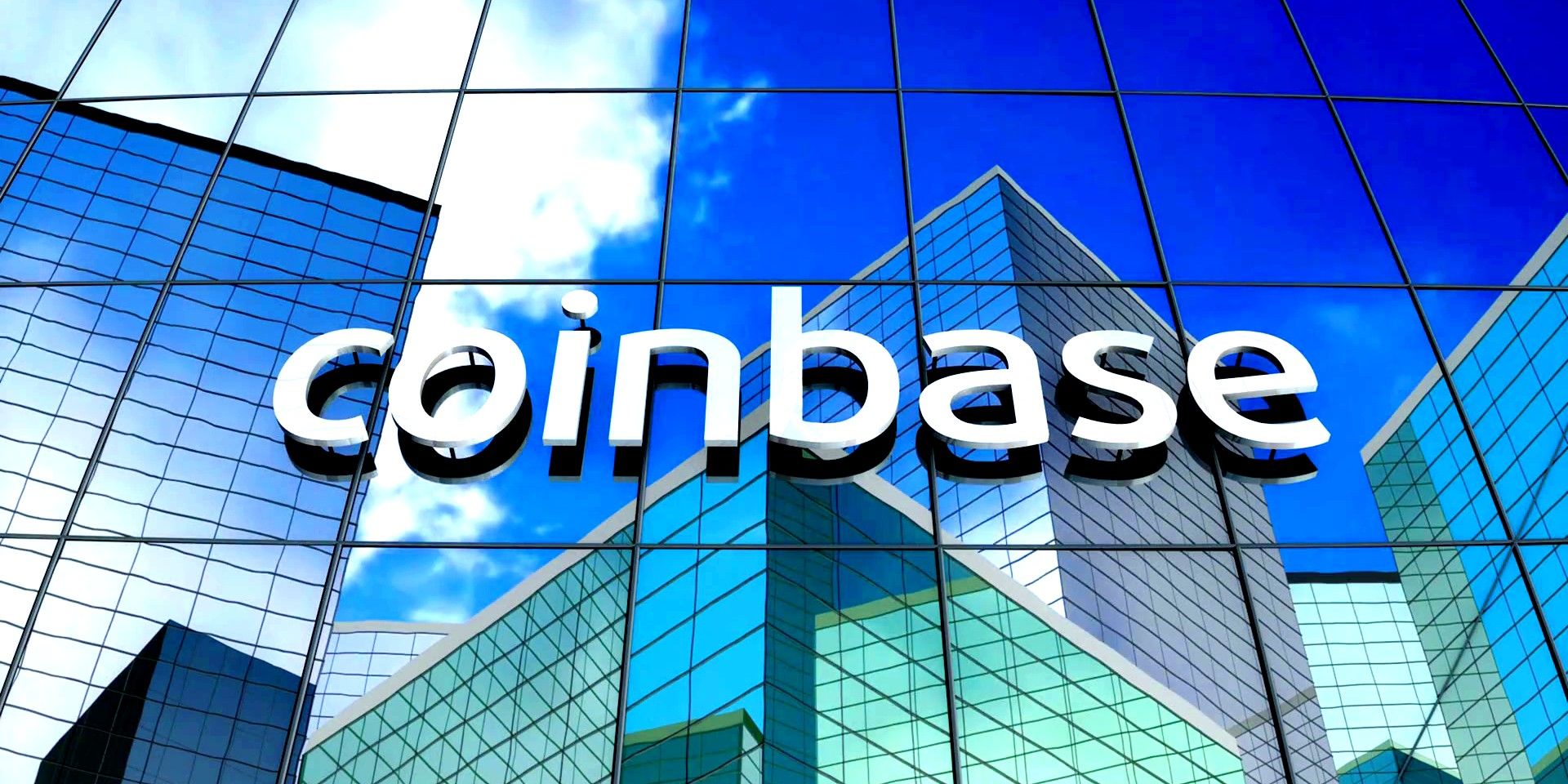Coinbase logo on glass building