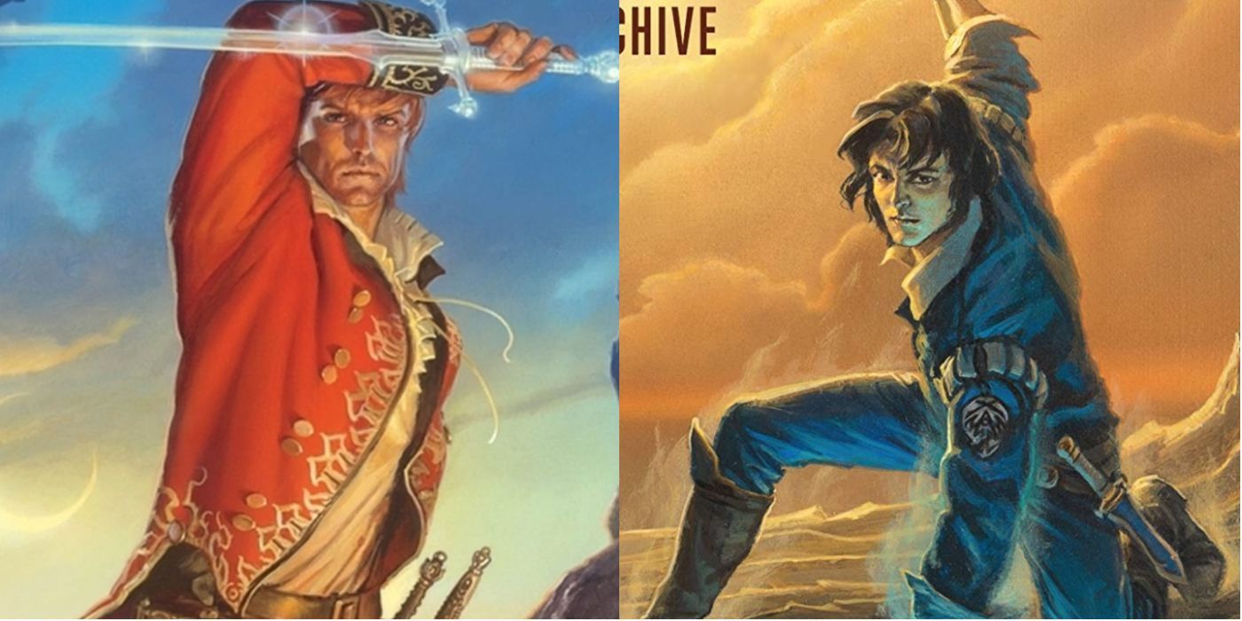 A split image of Rand al'Thor and Kaladin Stormblessed.