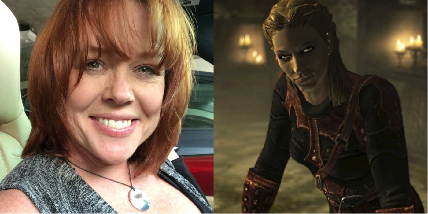Split image of Cindy Robinson and Astrid from Skyrim