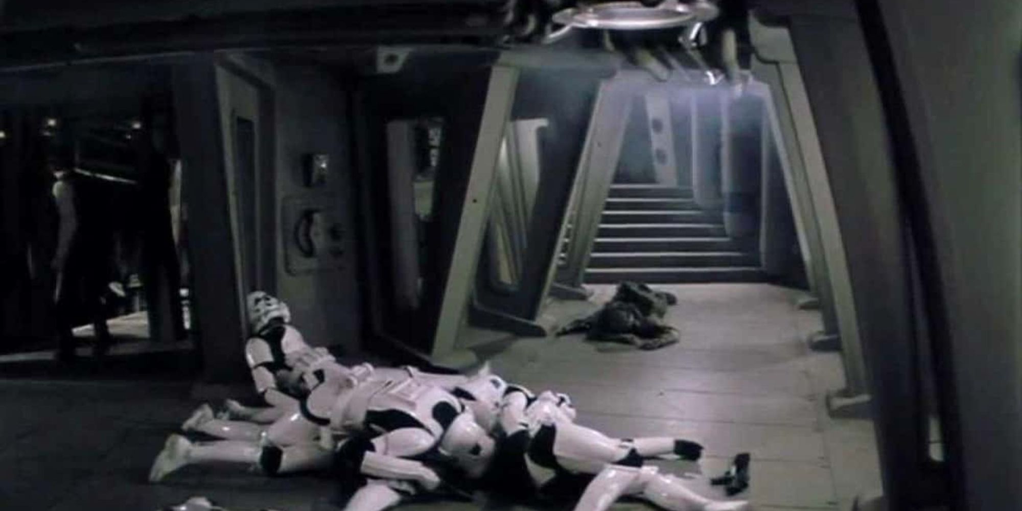 A pile of stormtroopers on the ground