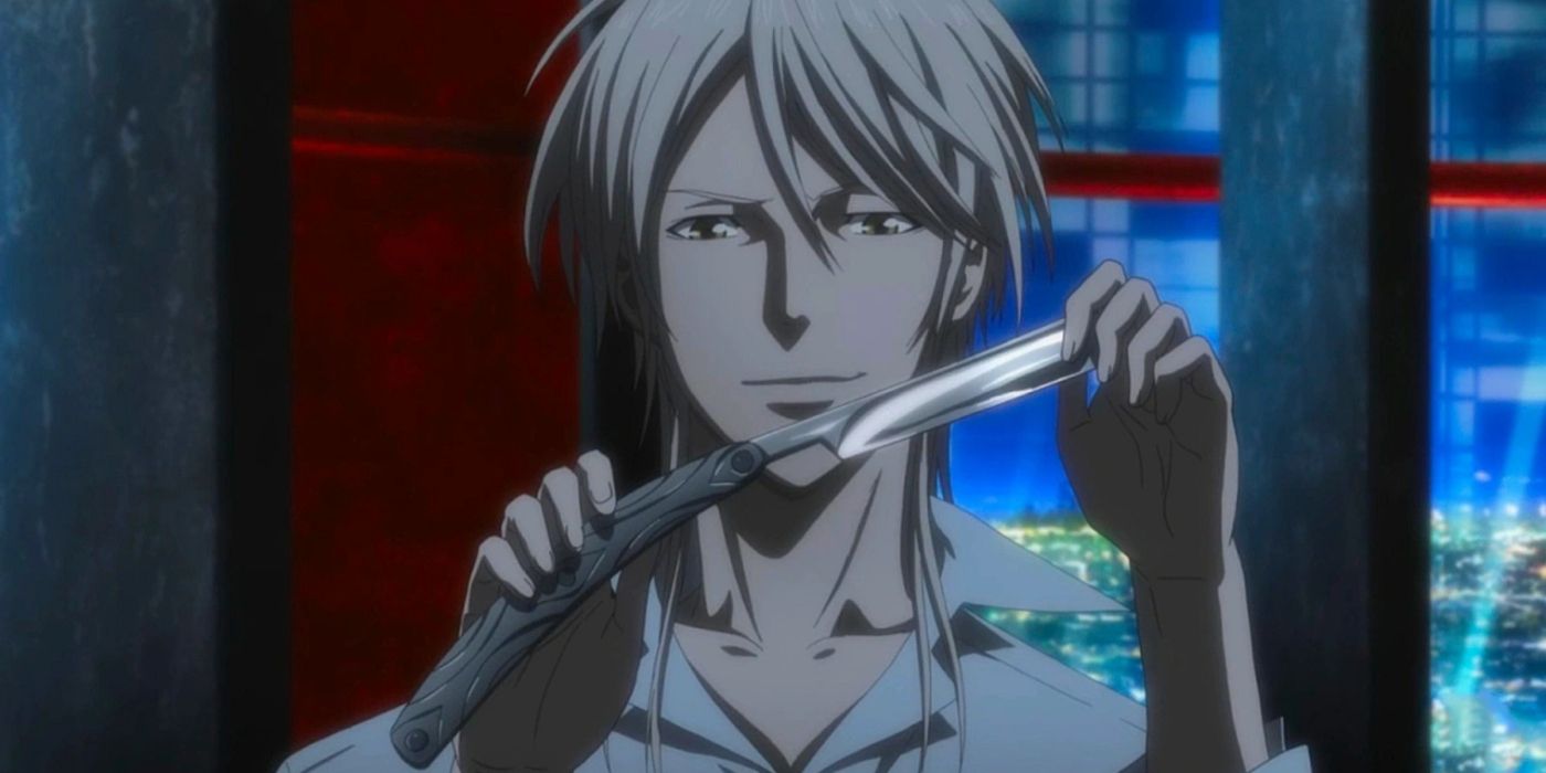 Shogo Makishima holding a knife in Psycho Pass