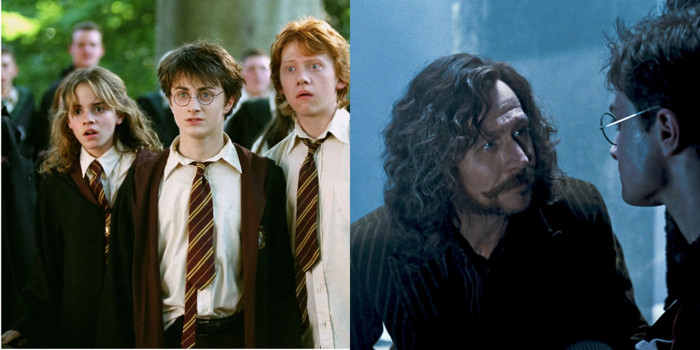 Split image of Harry Potter characters