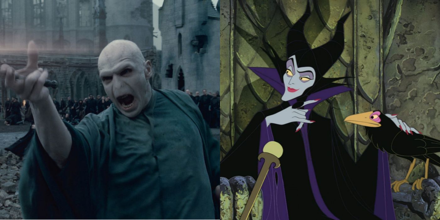 Split image of Voldemort and Maleficent