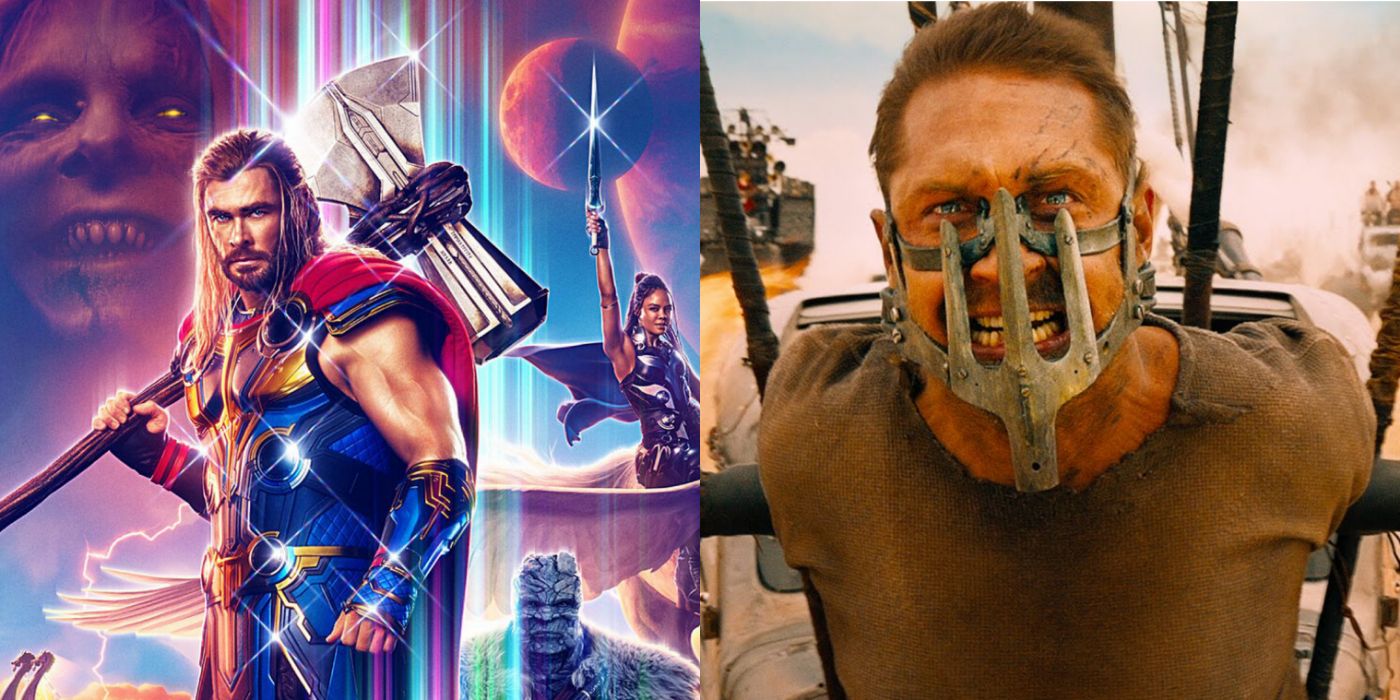 Split image of Thor: Love & Thunder and Mad Maxy: Fury Road