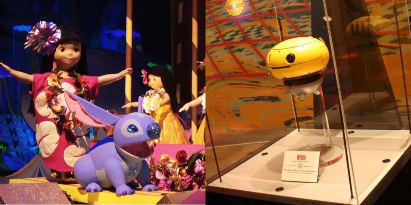 Two examples of Disney Characters appearing in park rides