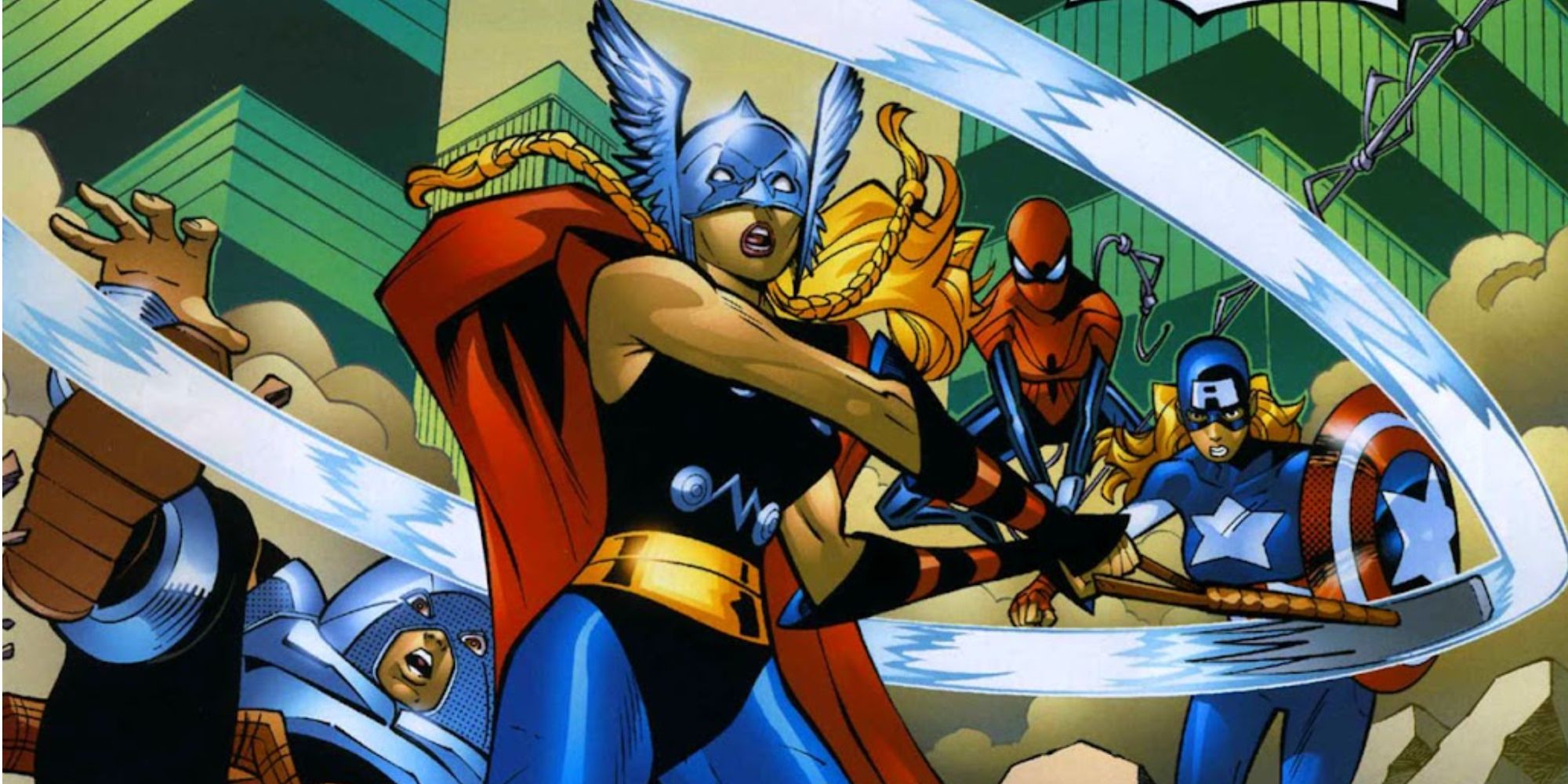 Thena Thorsdóttir swings her hammer in Marvel Comics.