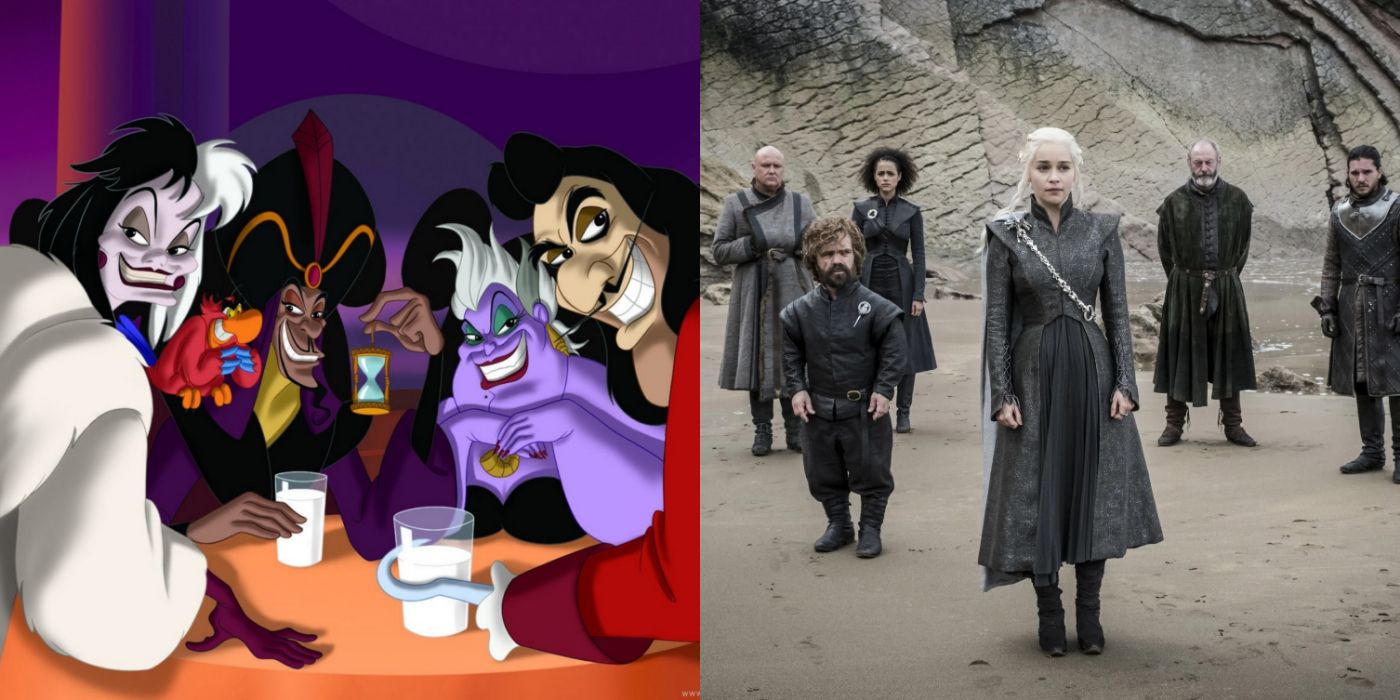 Split image of Disney villains and Game of Thrones characters