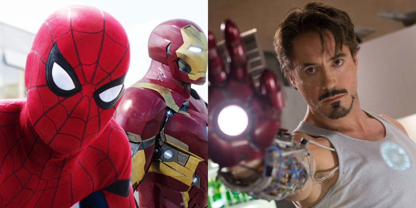 Split image of Spider-Man and Iron Man in the MCU