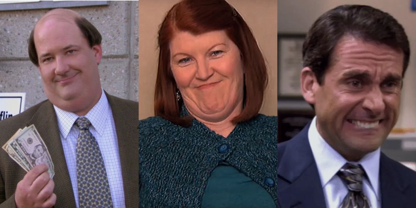 Split image of Kevin, Meredith and Michael in The Office