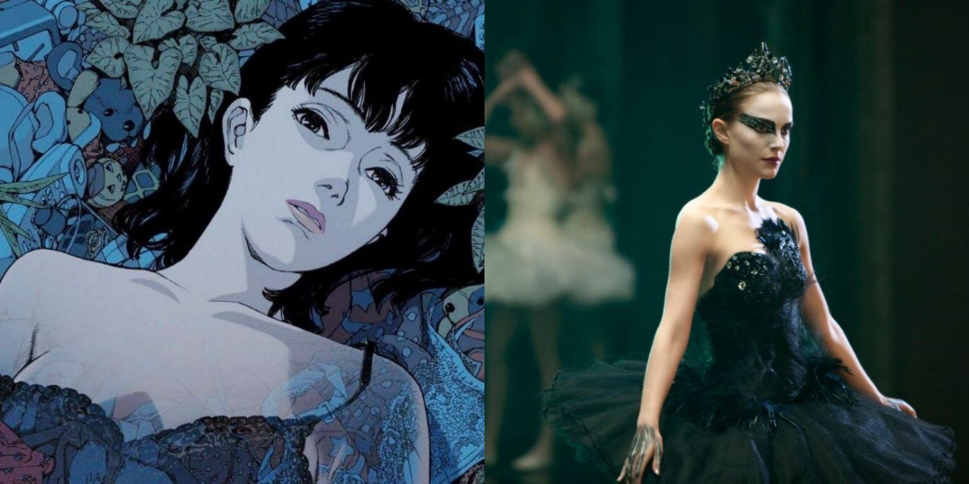A woman laying down in Perfect Blue and woman performing a ballet dance in Black Swan