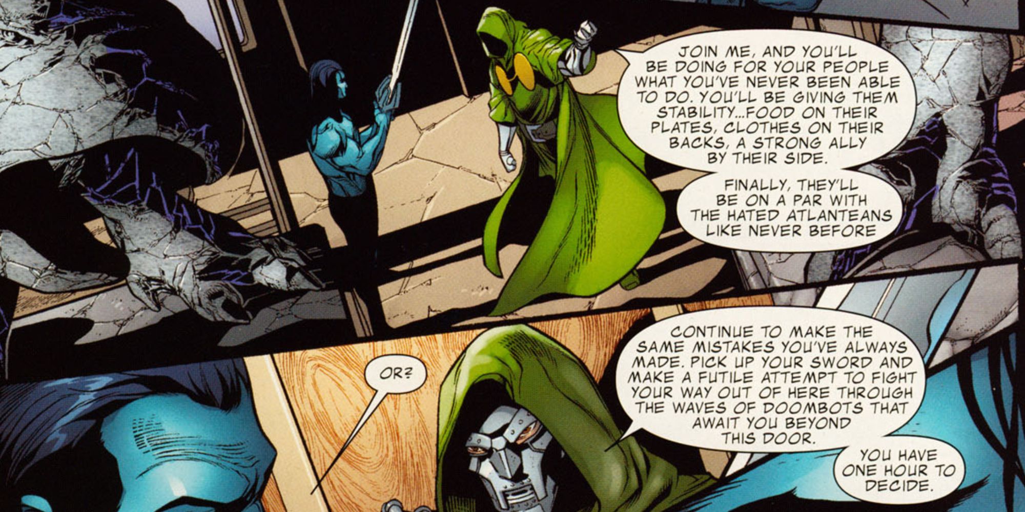 Doctor Doom offers Attuma a choice in Marvel Comics.