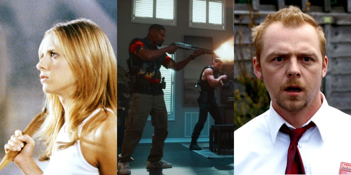 Split image of Buffy the Vampire Slayer, Day Shift and Shaun of the Dead