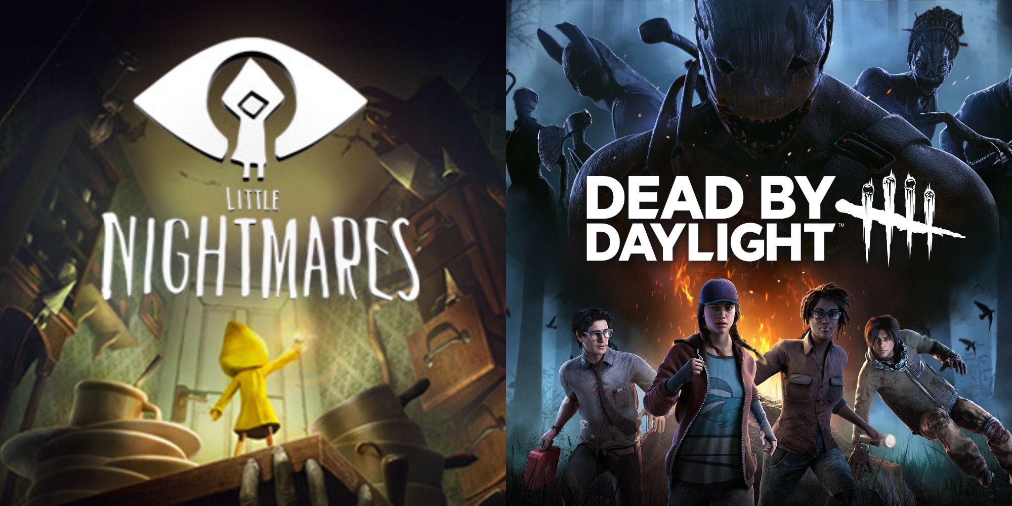 Split image showing covers for Little Nightmares and Dead by Deadlight.