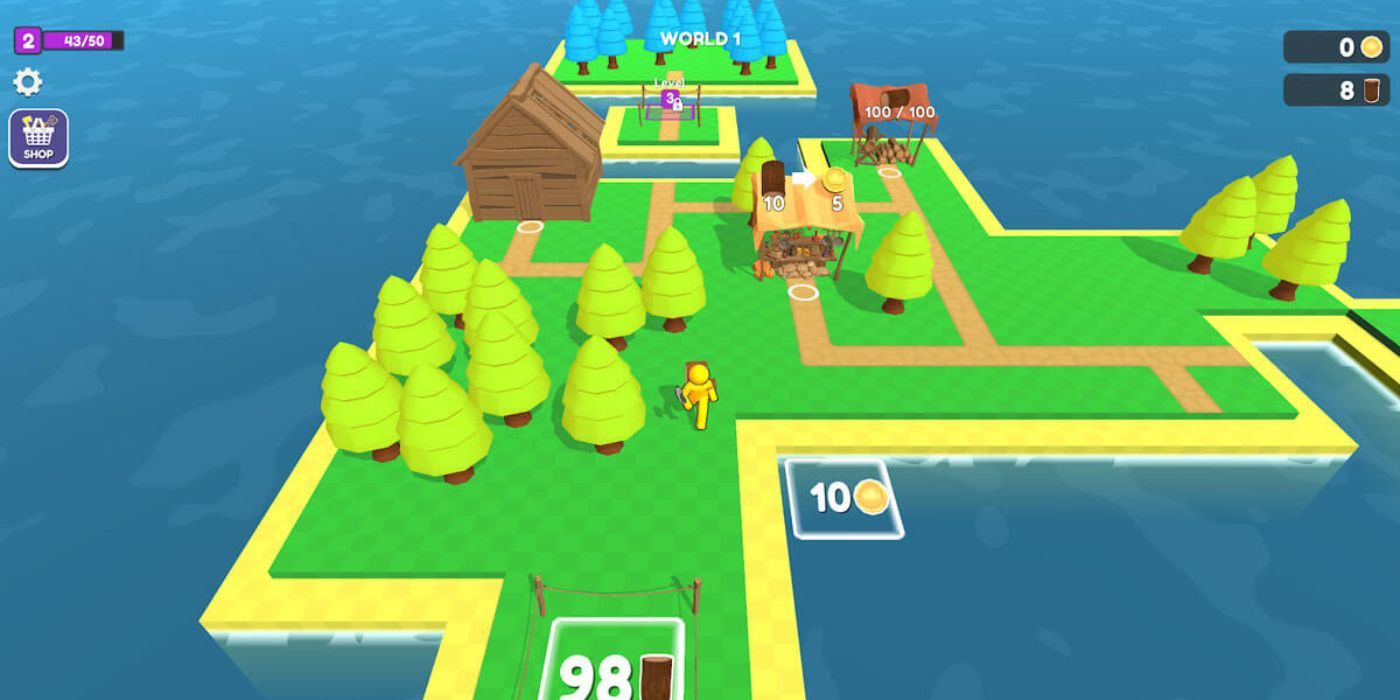 An aeral view of the island from the game Craft Island.