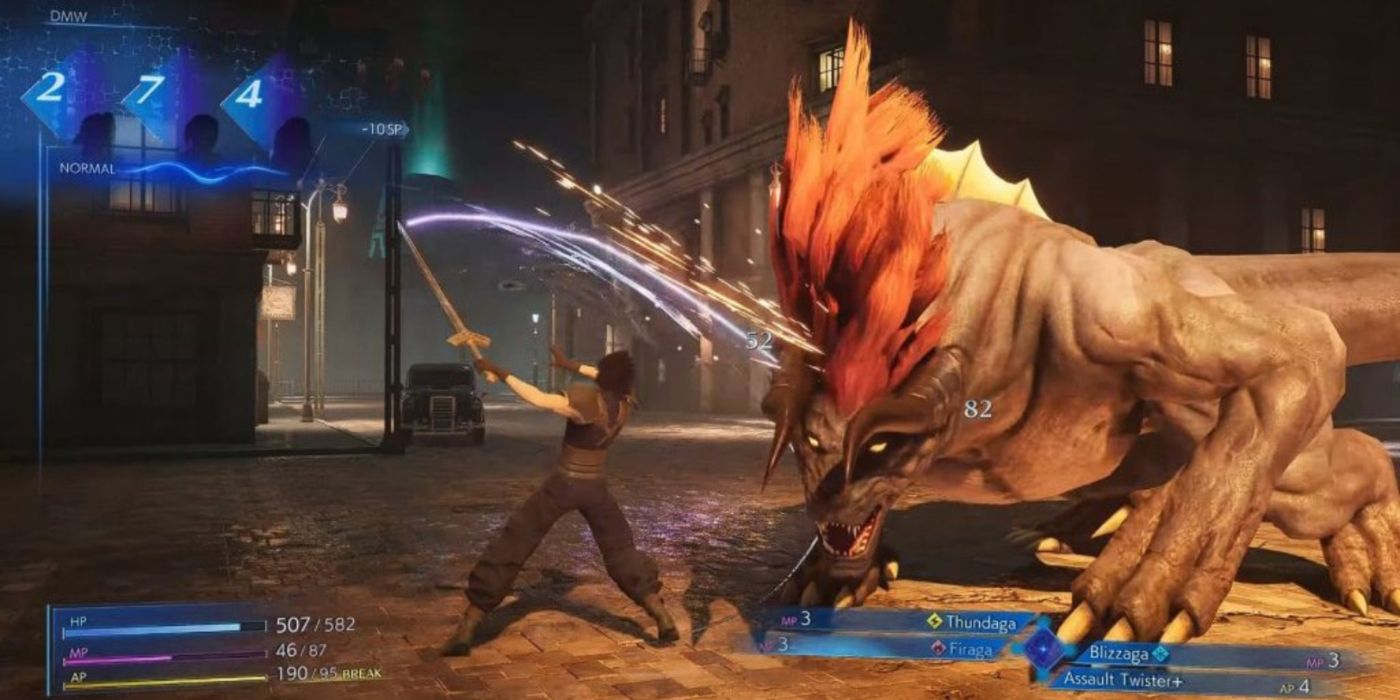 Zack fighting against the beastly Experiment No. 88 in Crisis Core Reunion.