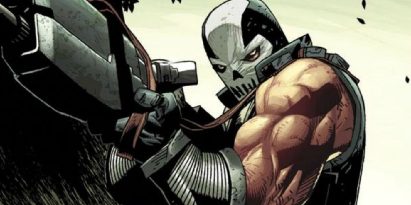 Crossbones pointing a gun in Marvel Comics.