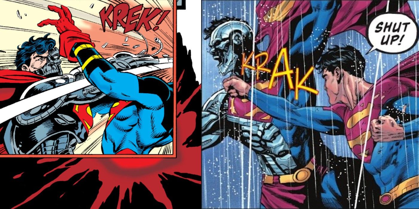 Cyborg Superman and Superboy fight in Reign of the Supermen, while Jon Kent and Cyborg Superman fight in Dark Crisis #2.