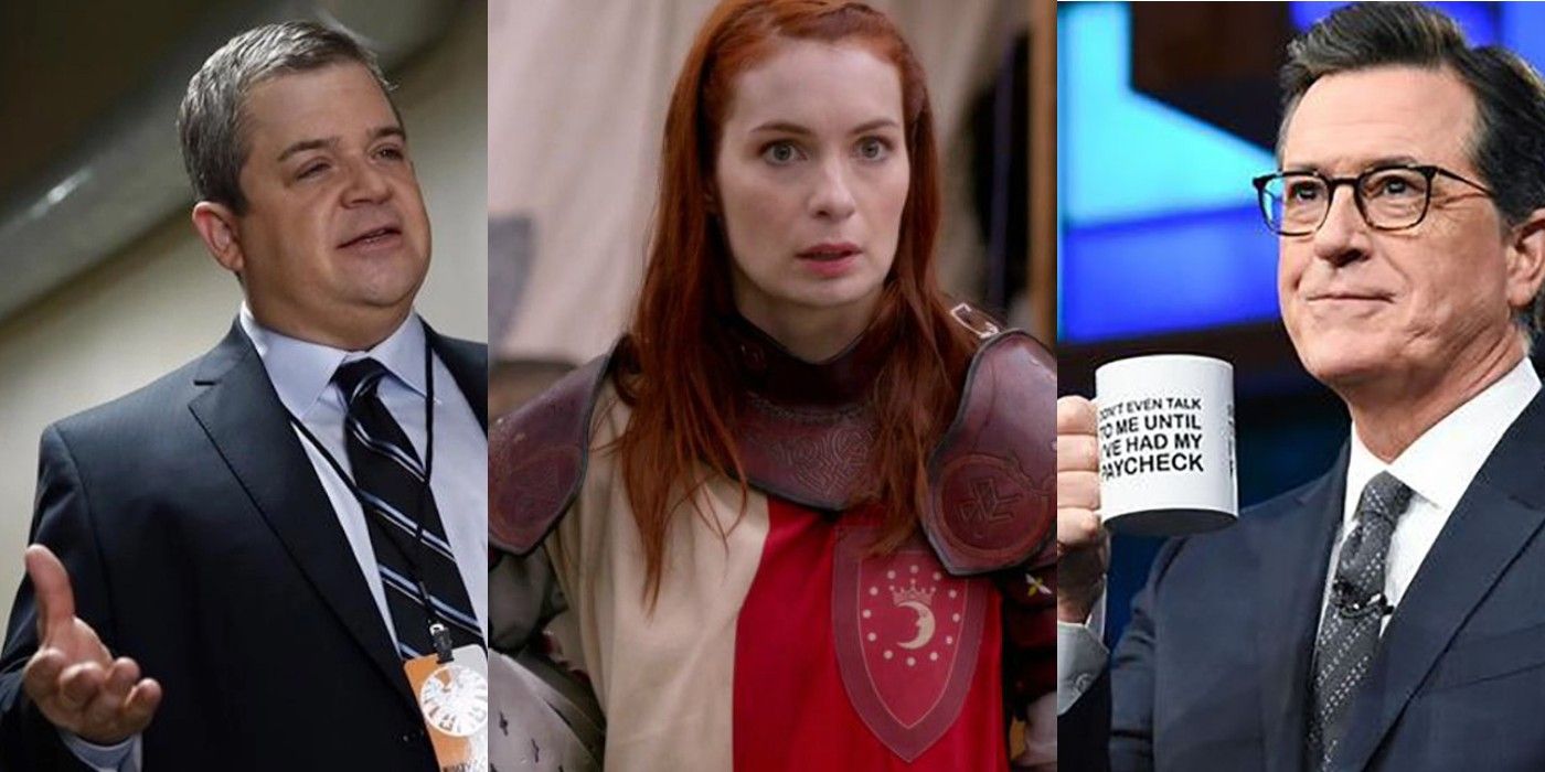 Patton Oswalt, Felicia Day, and Stephen Colbert