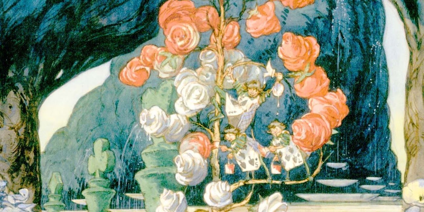 Concept art of Painting The Roses Red seen in Alice In Wonderland
