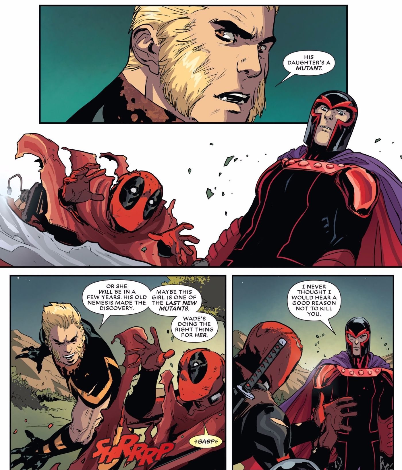 Deadpool and Magneto comic
