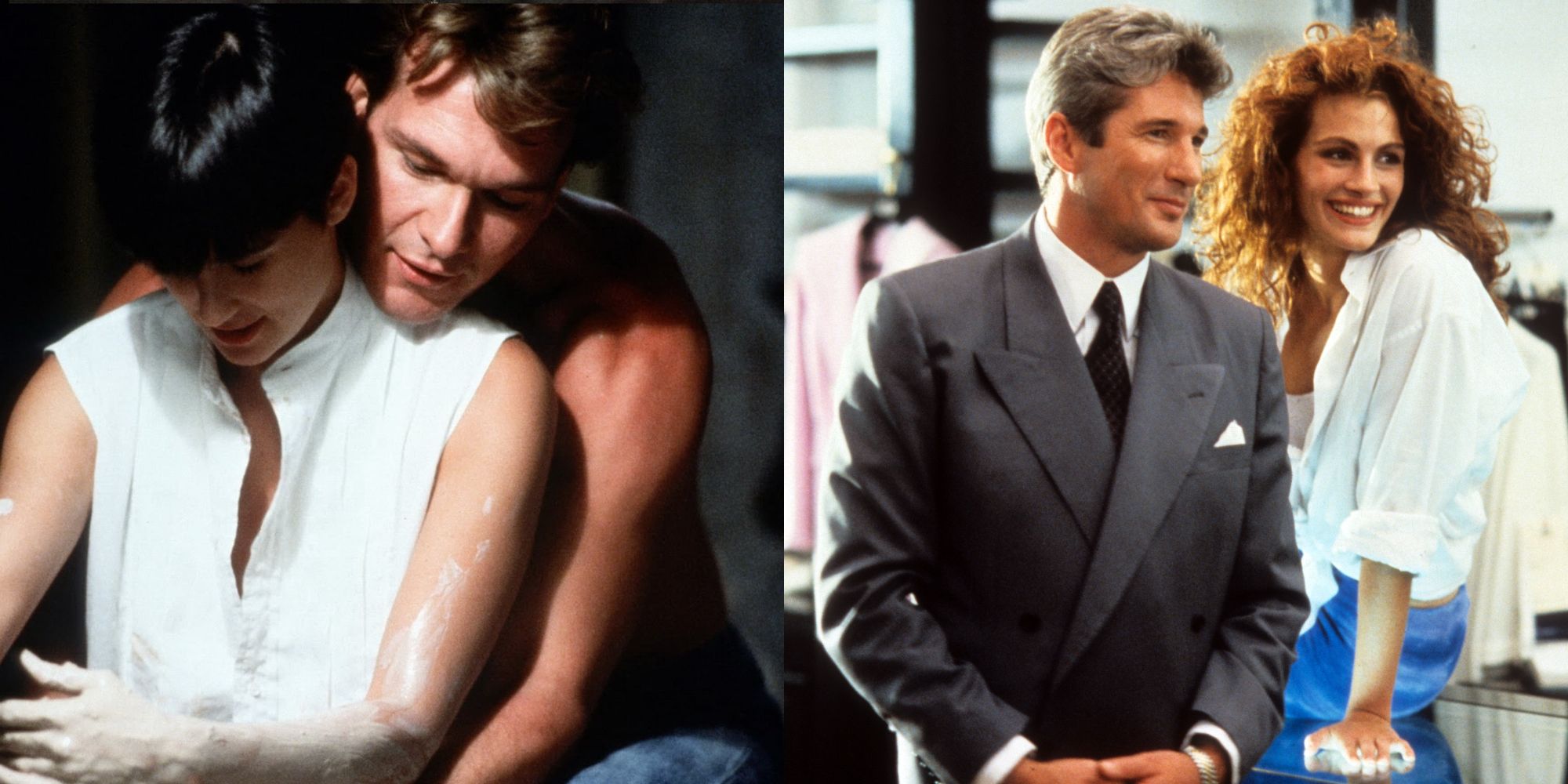 Split image showing the main characters from Ghost and Pretty Woman.
