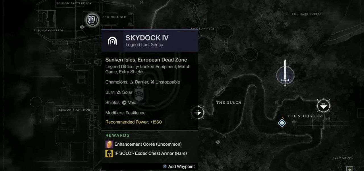 Destiny 2: Legend (& Master) Skydock IV Lost Sector Guide